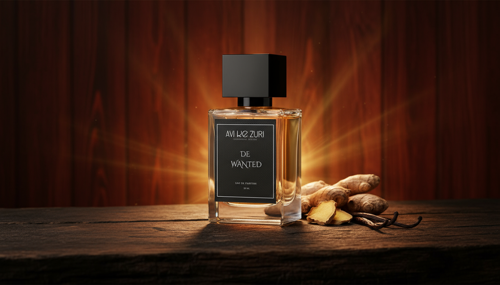 DE WANTED perfume in bold masculine setting